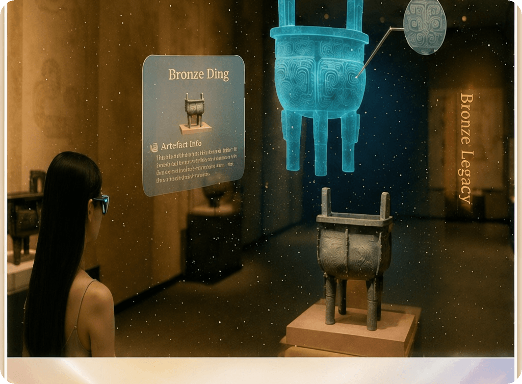 AR museum space: artefacts layered with virtual information inside a real exhibition hall