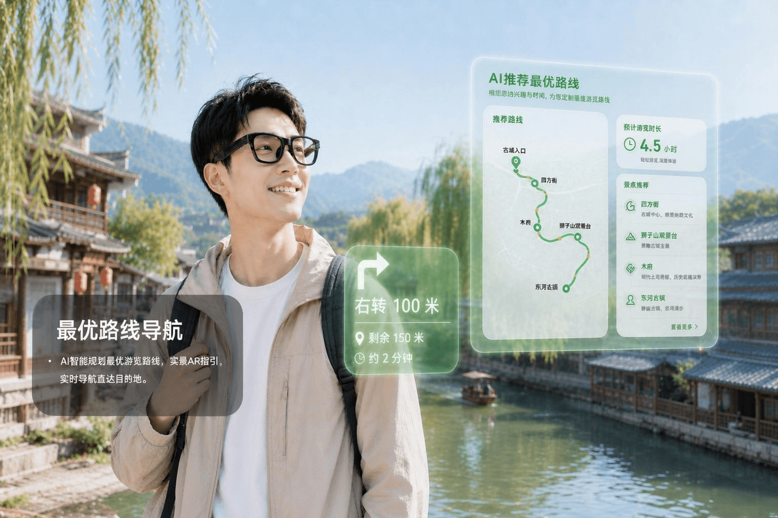 最优线路导航:AI 推荐游览路线并实景 AR 导航